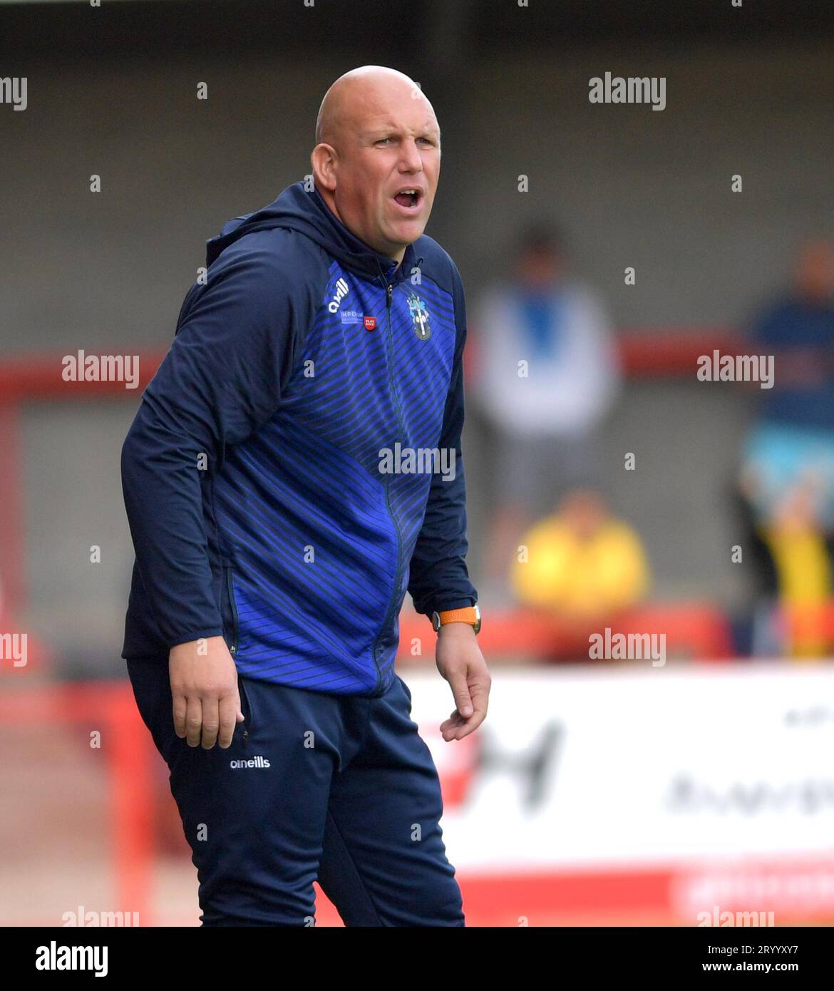 Sutton United manager Matt Gray during the Sky Bet EFL League Two match between Crawley Town and Sutton United at the Broadfield Stadium  , Crawley , UK - 30th September 2023. Photo Simon Dack / Telephoto Images. Editorial use only. No merchandising. For Football images FA and Premier League restrictions apply inc. no internet/mobile usage without FAPL license - for details contact Football Dataco Stock Photo