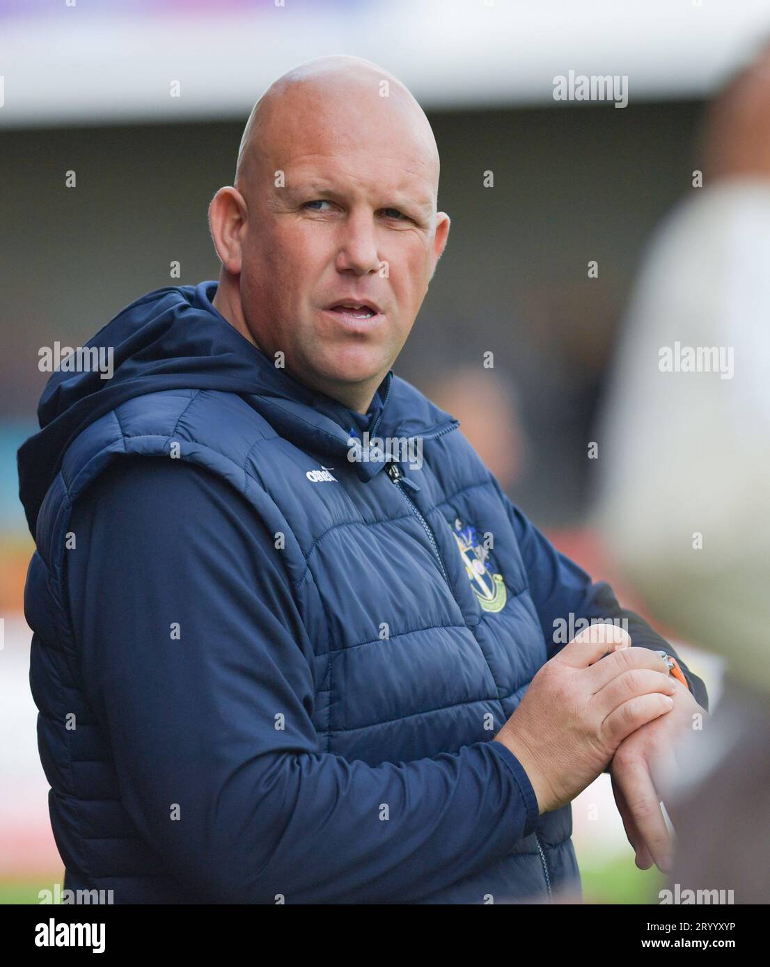Sutton United manager Matt Gray during the Sky Bet EFL League Two match between Crawley Town and Sutton United at the Broadfield Stadium  , Crawley , UK - 30th September 2023 Photo Simon Dack / Telephoto Images. Editorial use only. No merchandising. For Football images FA and Premier League restrictions apply inc. no internet/mobile usage without FAPL license - for details contact Football Dataco Stock Photo