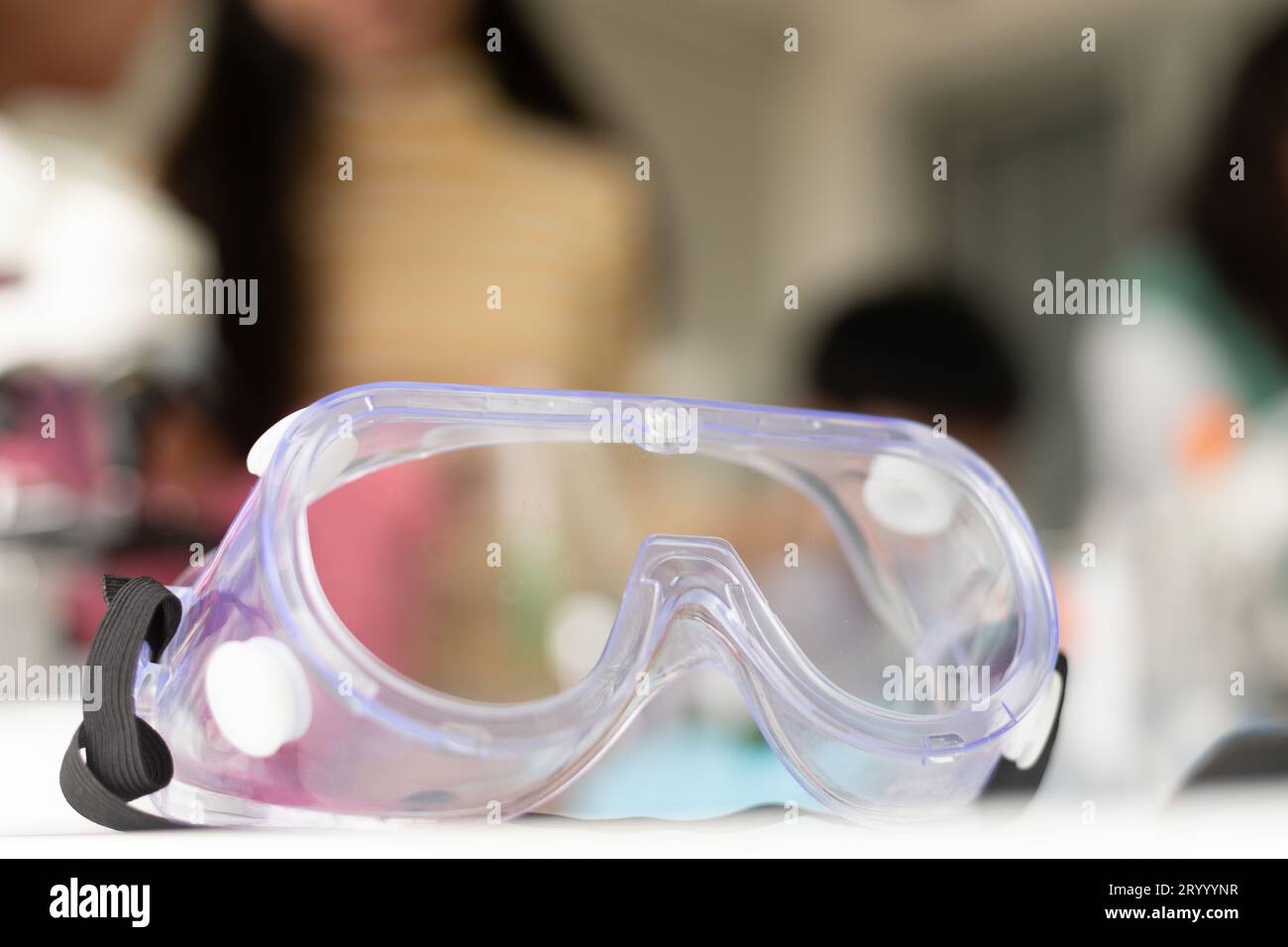 Science equipment in the laboratory. Goggles. Children STEM education