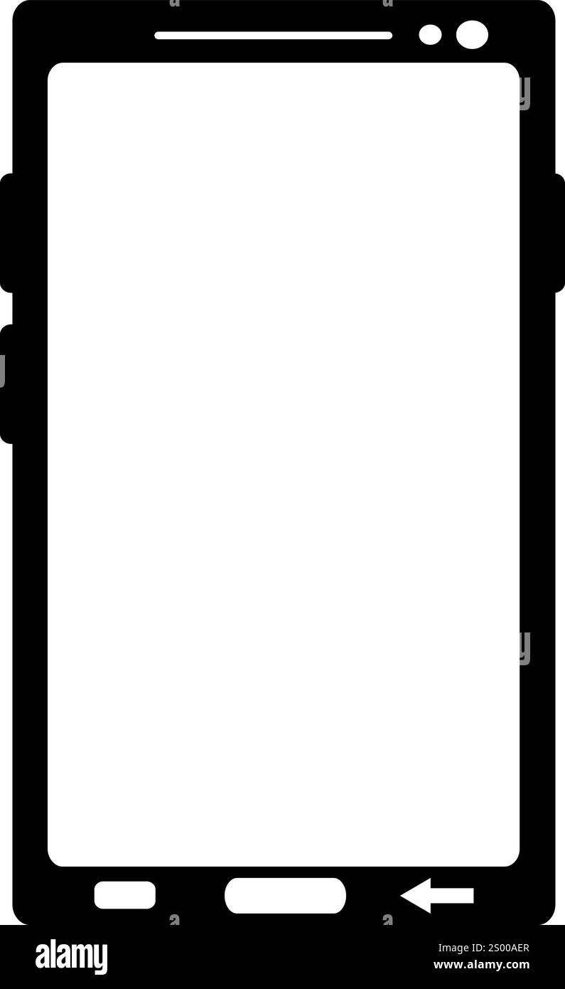vector illustration black and white icon mobile phone device Stock ...
