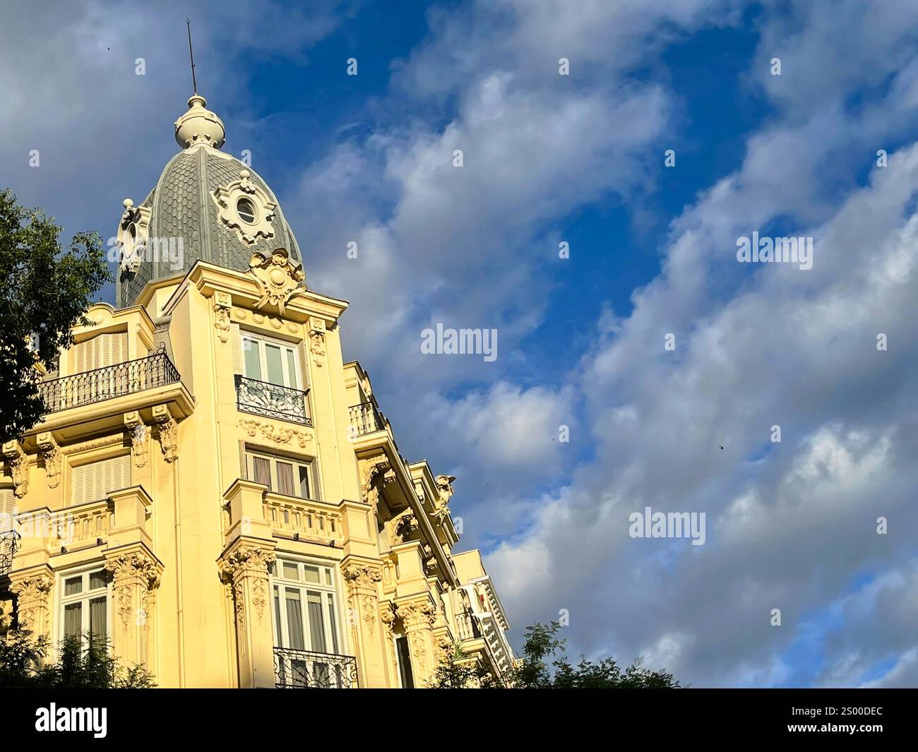 Facade of building. Goya street, Madrid, Spain. - Smartphone Captured Stock Image