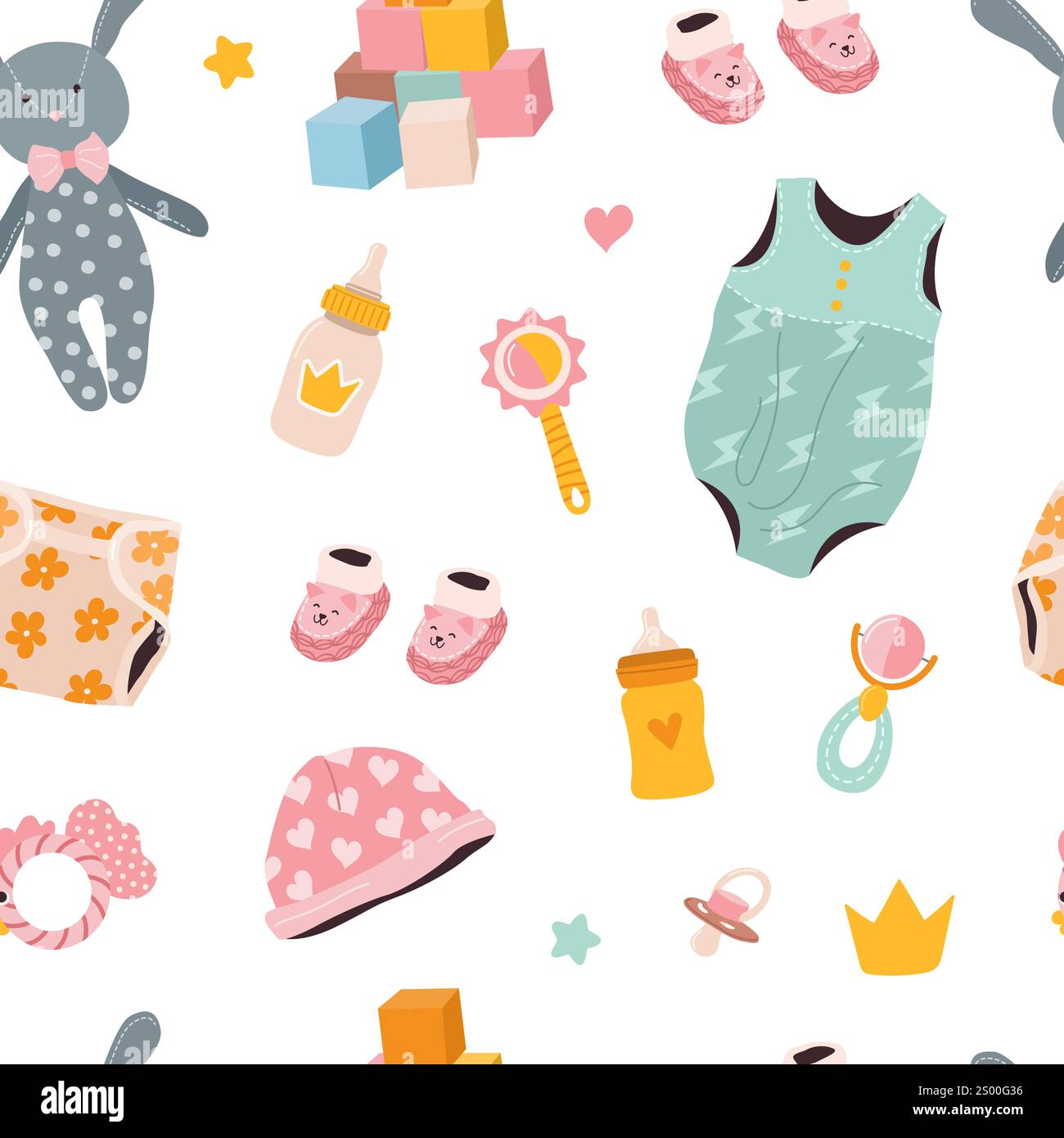Seamless pattern for babies. Cute childish print. Stock Vector