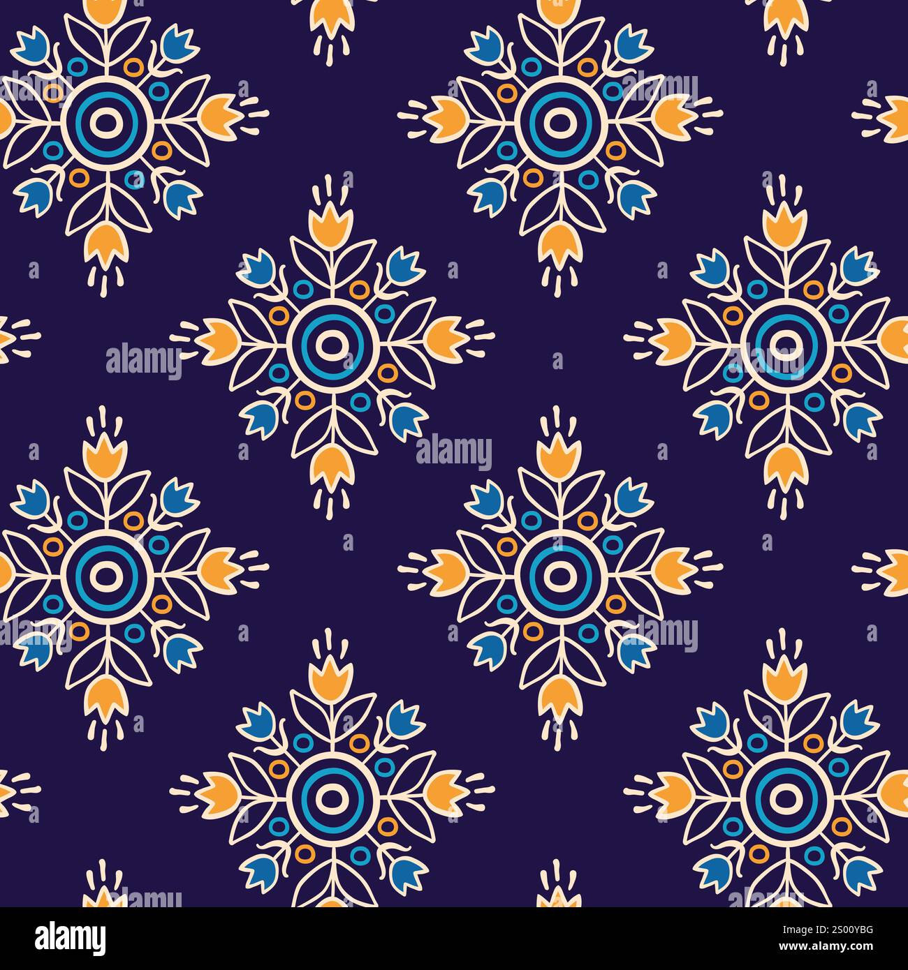 Hand drawn ethnic boho style vector seamless pattern Stock Vector