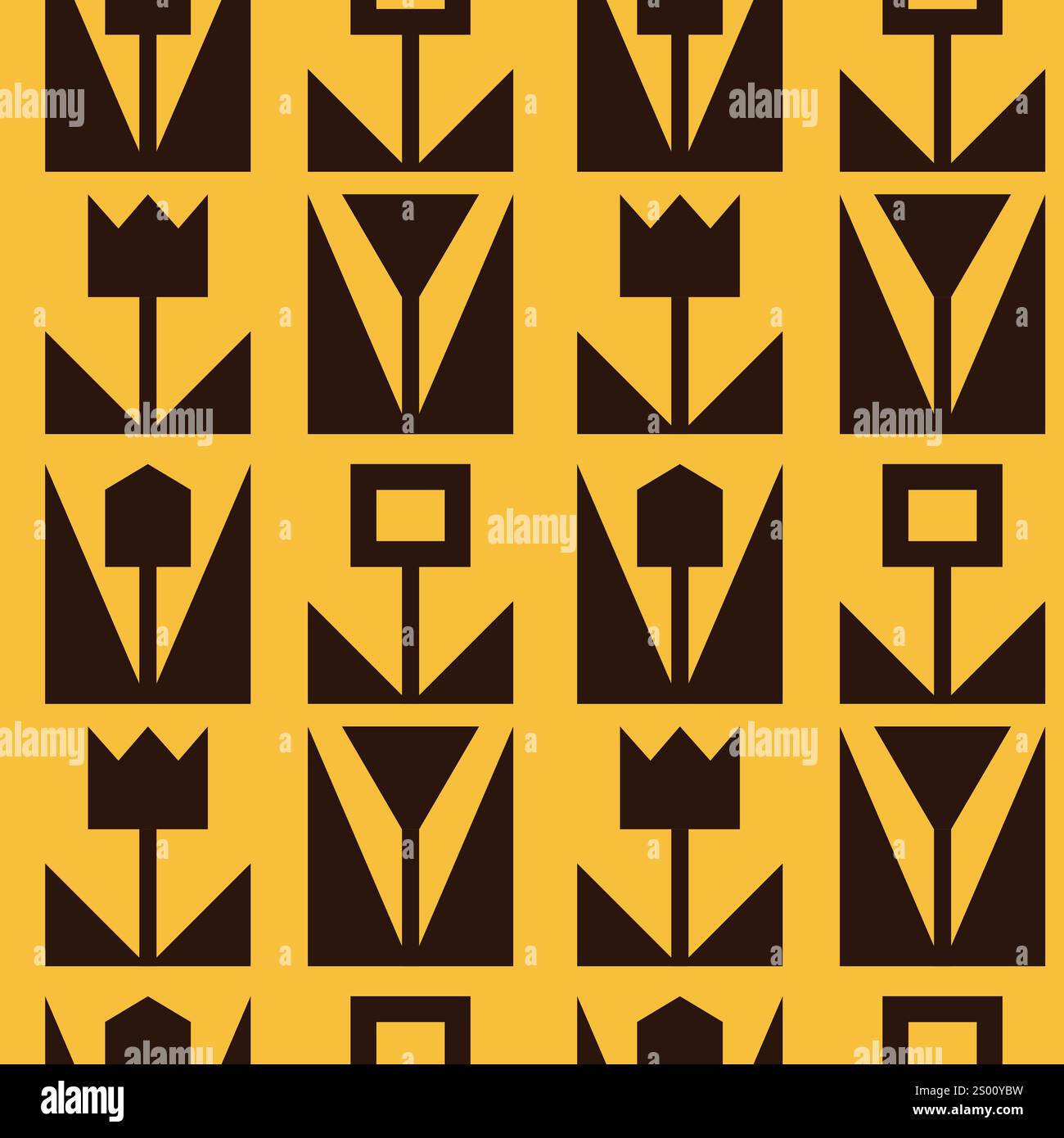 Abstract geometric yellow floral seamless pattern Stock Vector