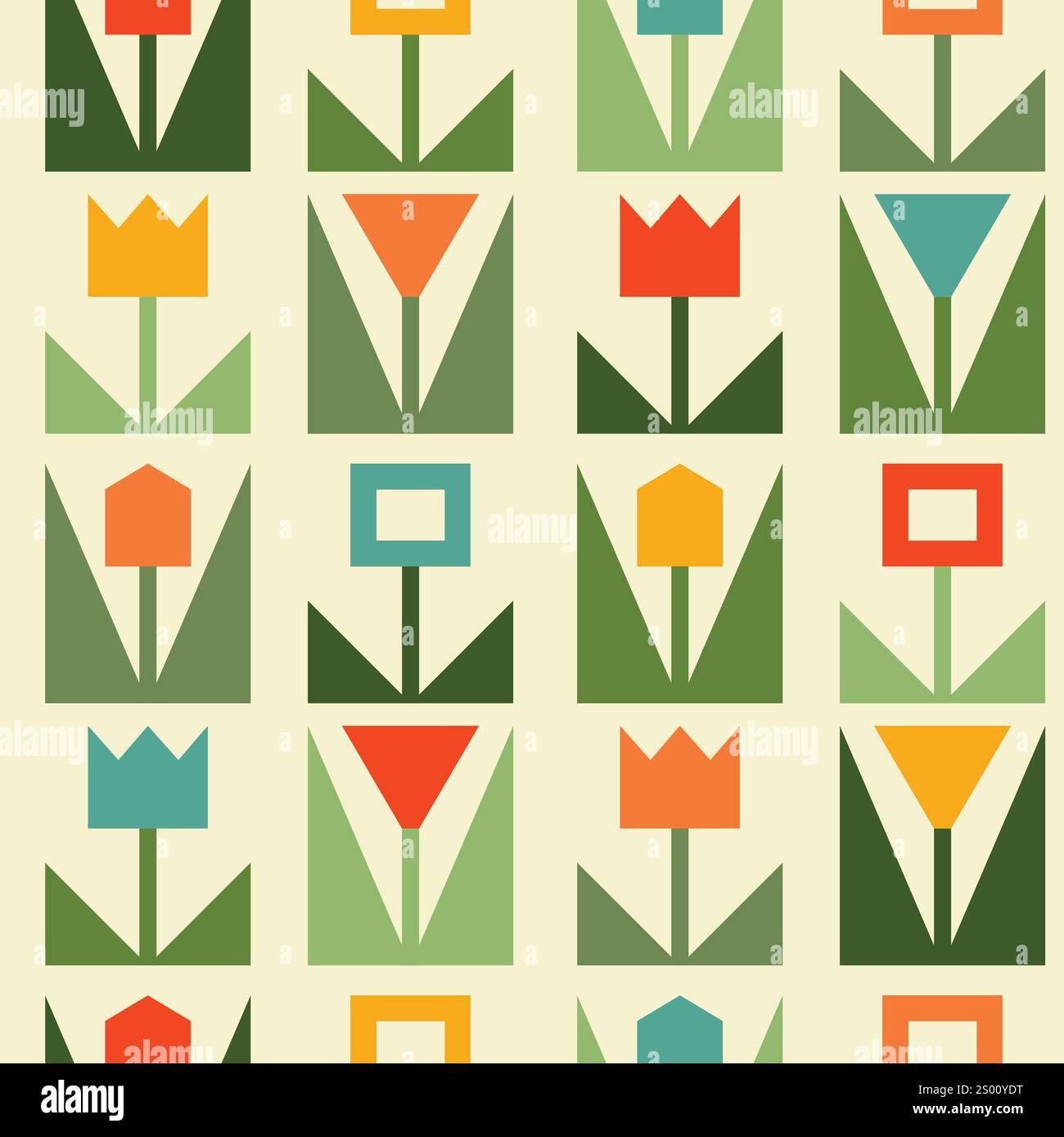 Abstract geometric colorful floral seamless pattern Stock Vector