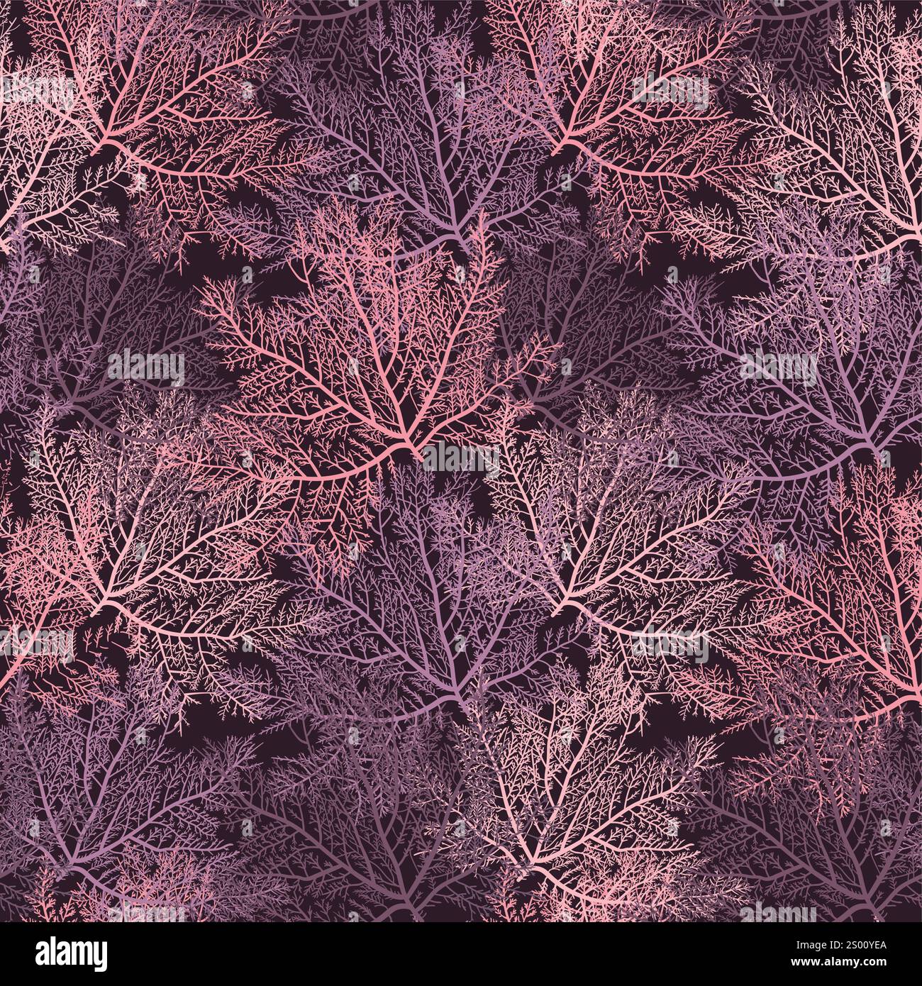 Gelidium or Chaetangium algae, vector seamless pattern Stock Vector