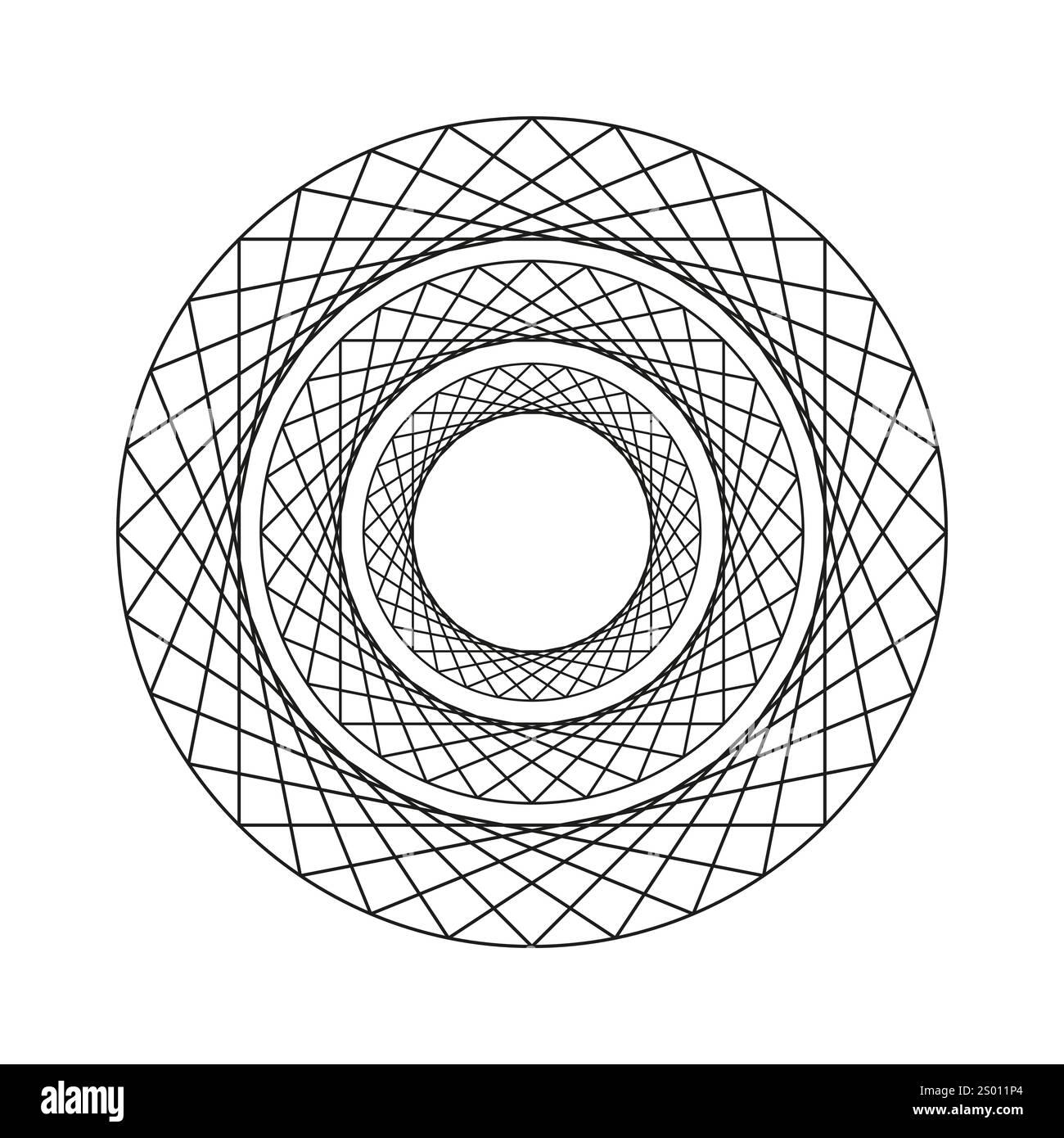 Concentric circular lines. Abstract circular shapes. Black wireframe pattern. Minimalist vector design. Stock Vector