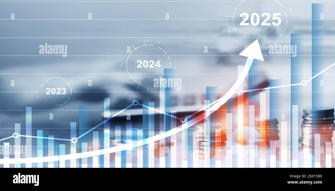 Financial background, economic growth 2023-2025. Abstract background ...