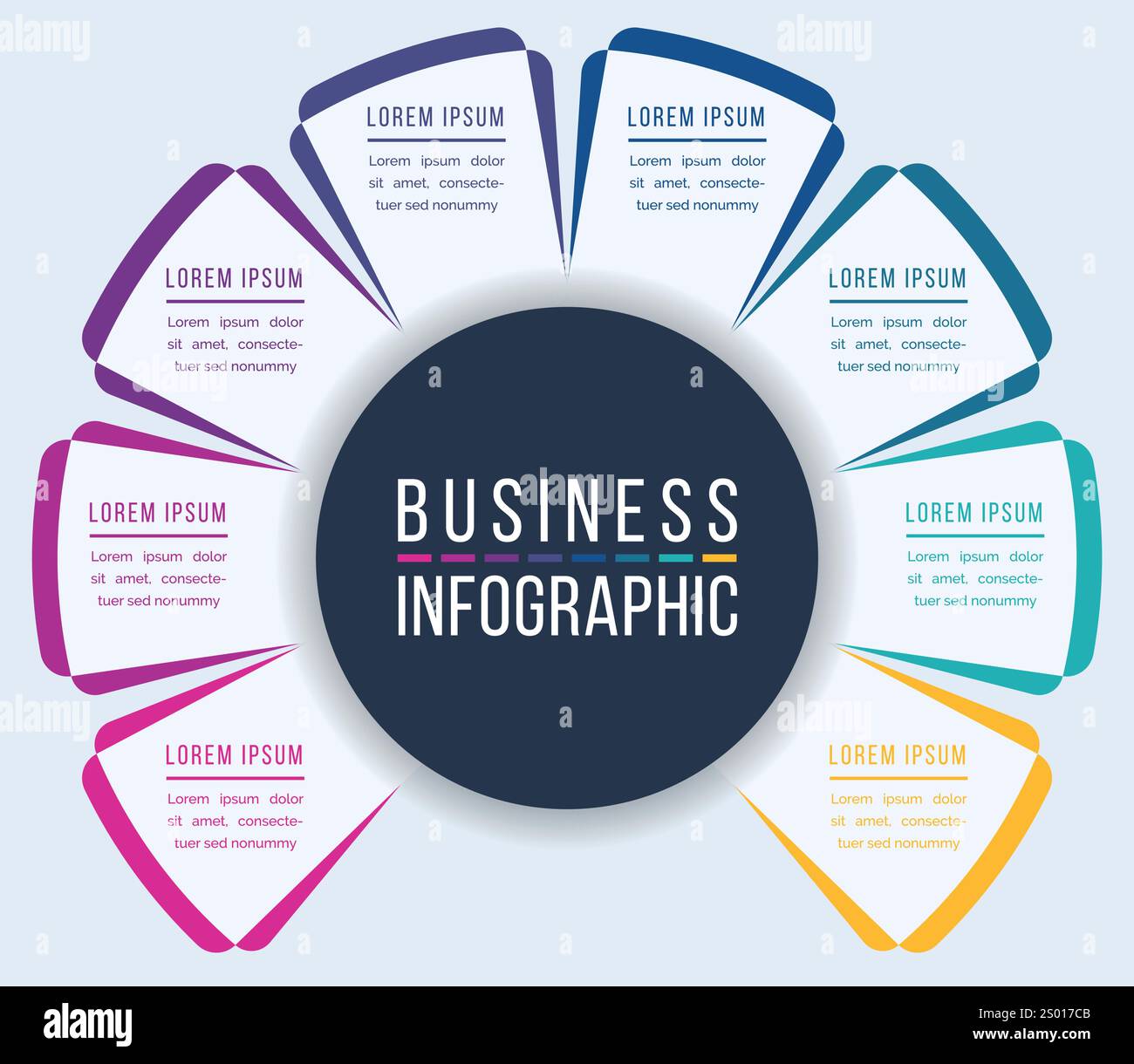 8 Options Infographic design 8 Steps, objects, elements or options business information template Stock Vector