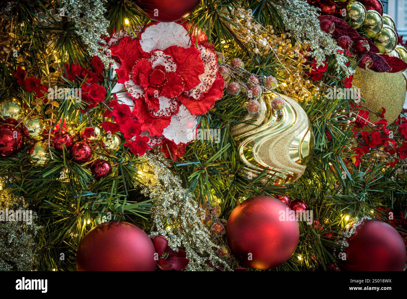 Christmas Tree Decorations Detail Stock Photo