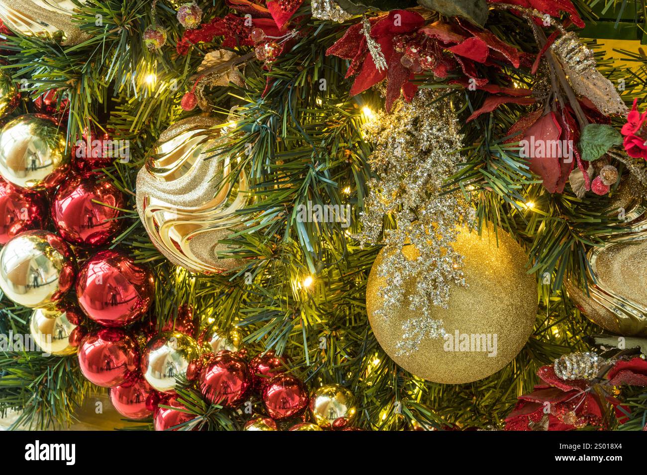 Christmas Tree Decorations Detail Stock Photo