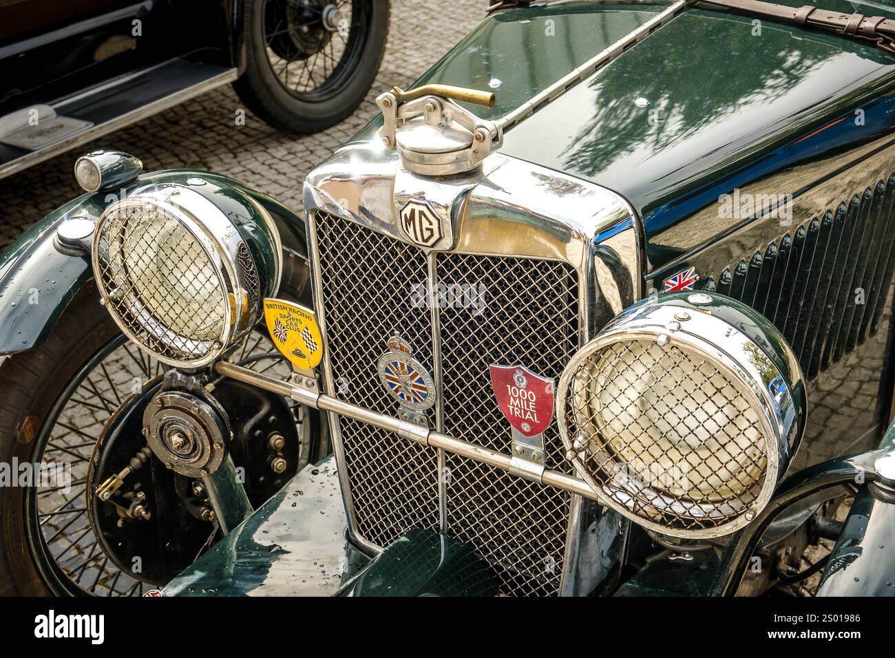Lisbon, Portugal - Oct 15, 2023: Close-up of front side of MG K-Type ...