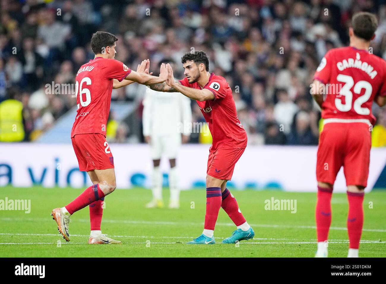 Isaac Romero of Sevilla FC celebrates a goal during the Spanish ...