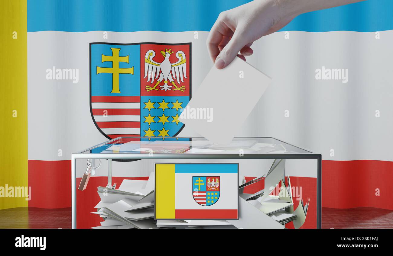 Swietokrzyskie - flags and ballot box - voting, election concept - 3D ...