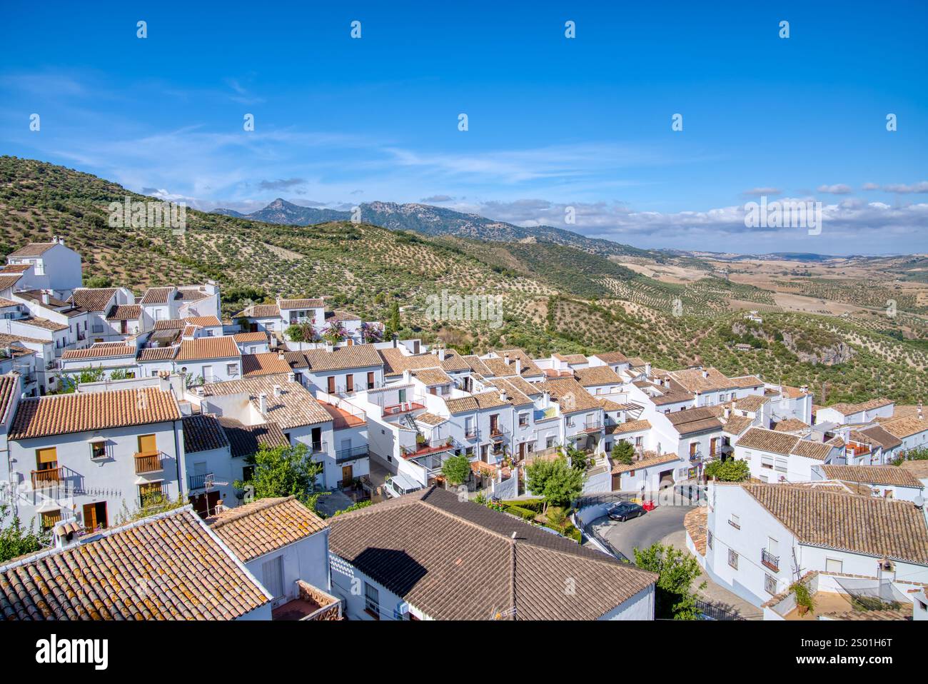 Zahara de la Sierra is one of the many historic old white villages in the province of Cadiz in the Andalusia region of Spain Stock Photo