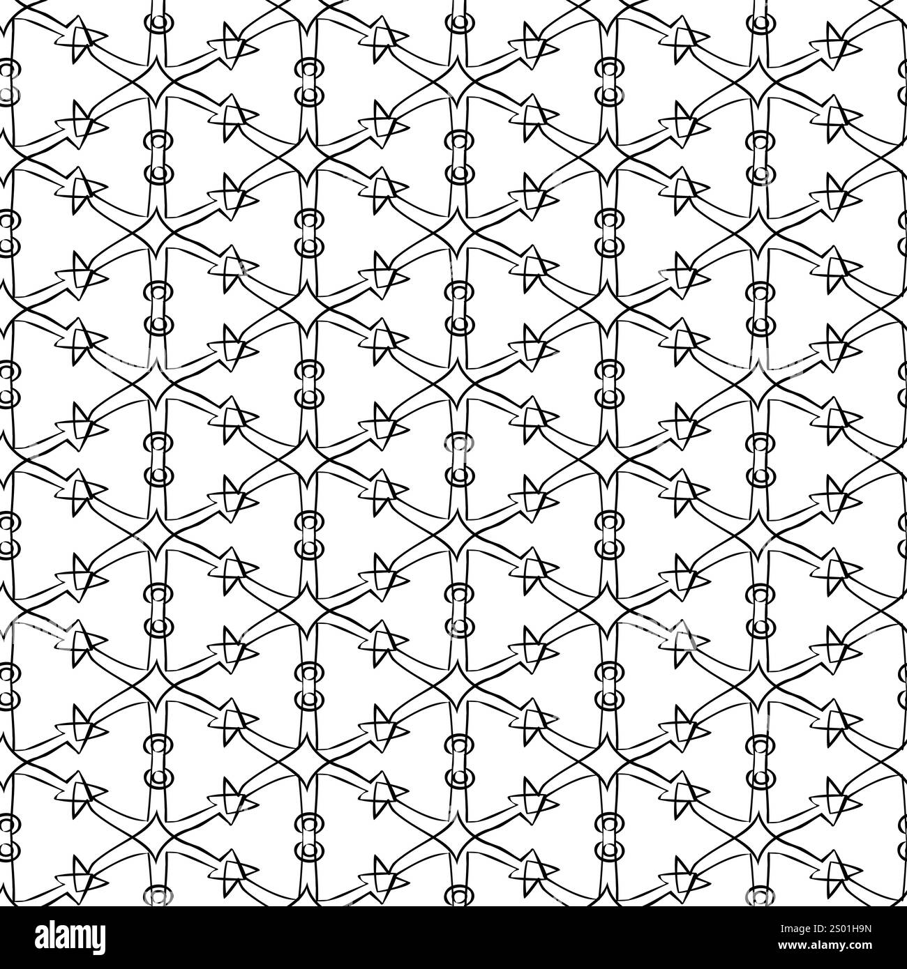 Seamless geometric pattern with anchors in black and white Stock Vector