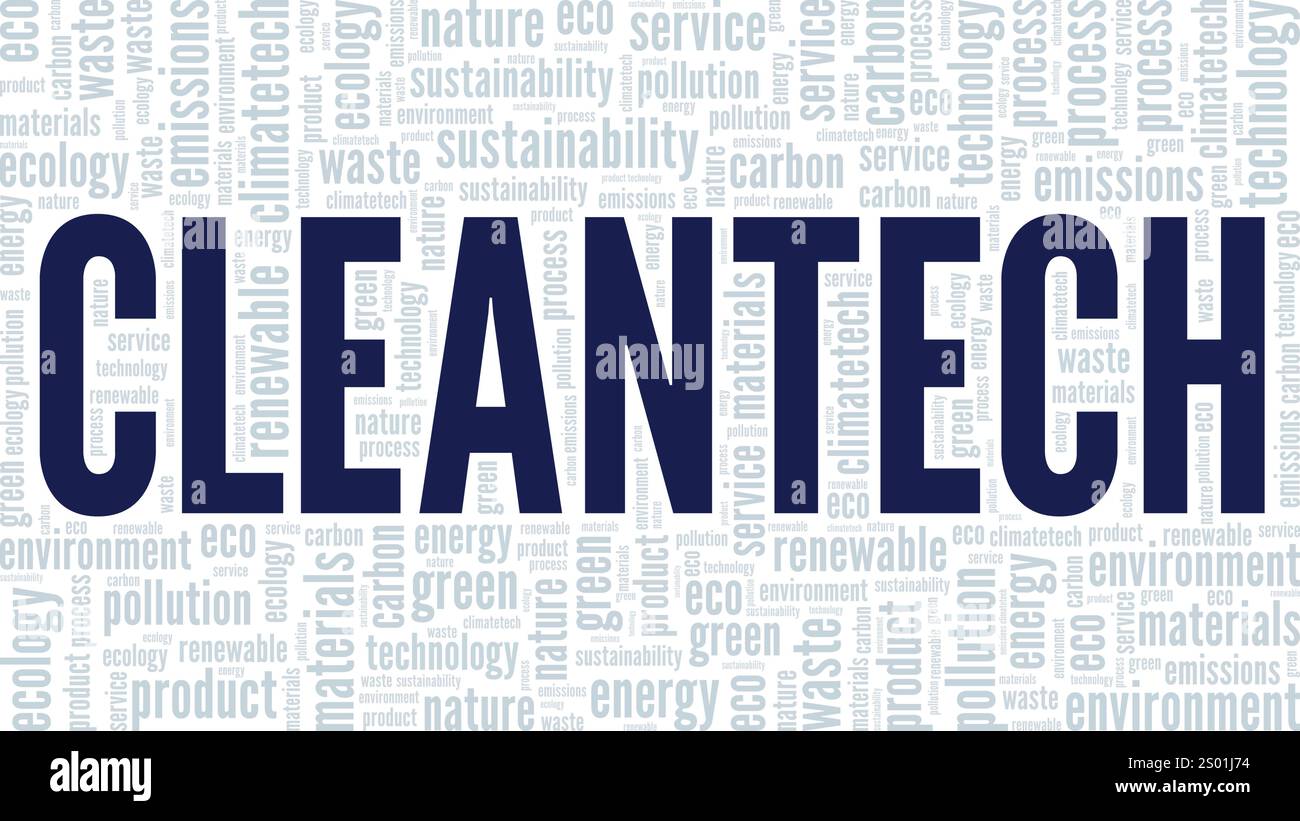 Cleantech word cloud conceptual design isolated on white background. Stock Vector