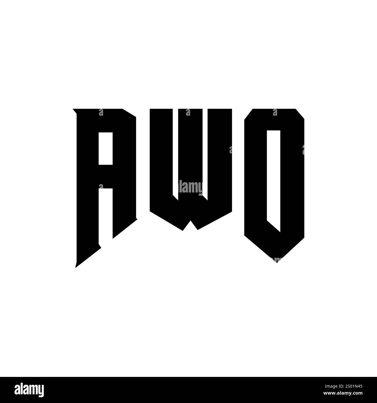 AWO letter logo design for technology company. AWO logo design black