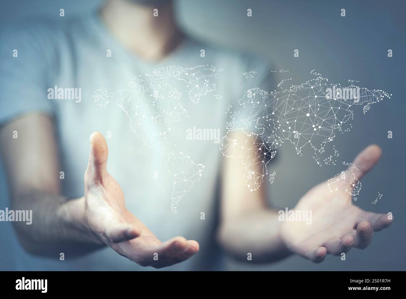 businessman holding world map in hands Stock Photo - Alamy