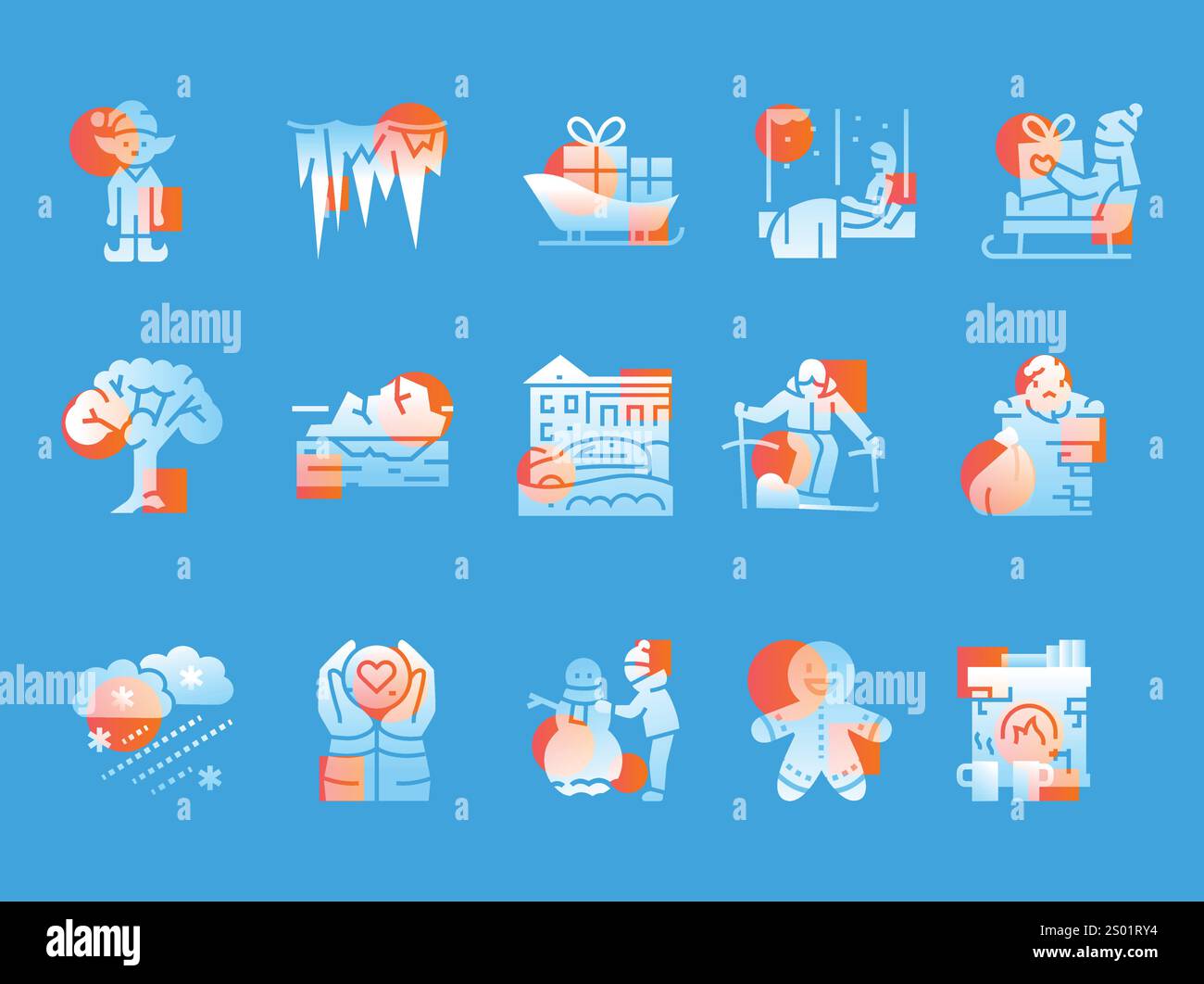 winter landscape black line icon. Vector illustration.Editable stroke. Stock Vector