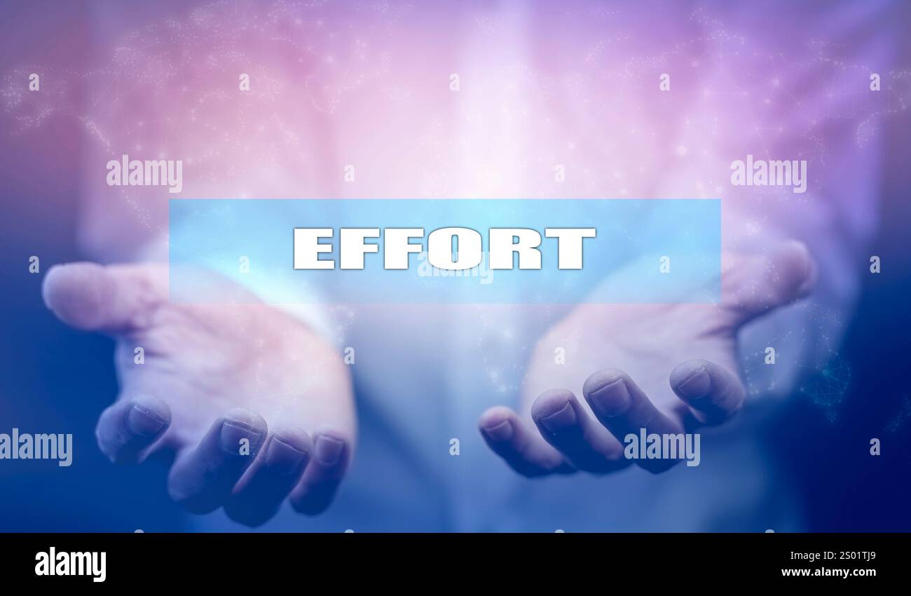 Businessman drawing on virtual screen "Effort". Stock Photo