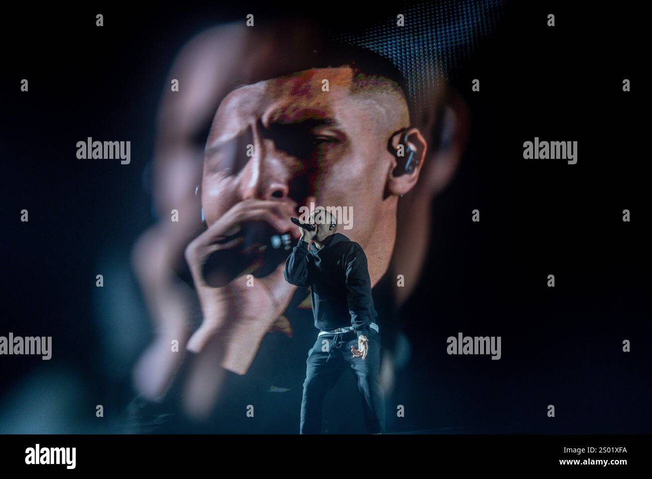 The singer and rapper, Morad, during his concert at the WiZink Center ...