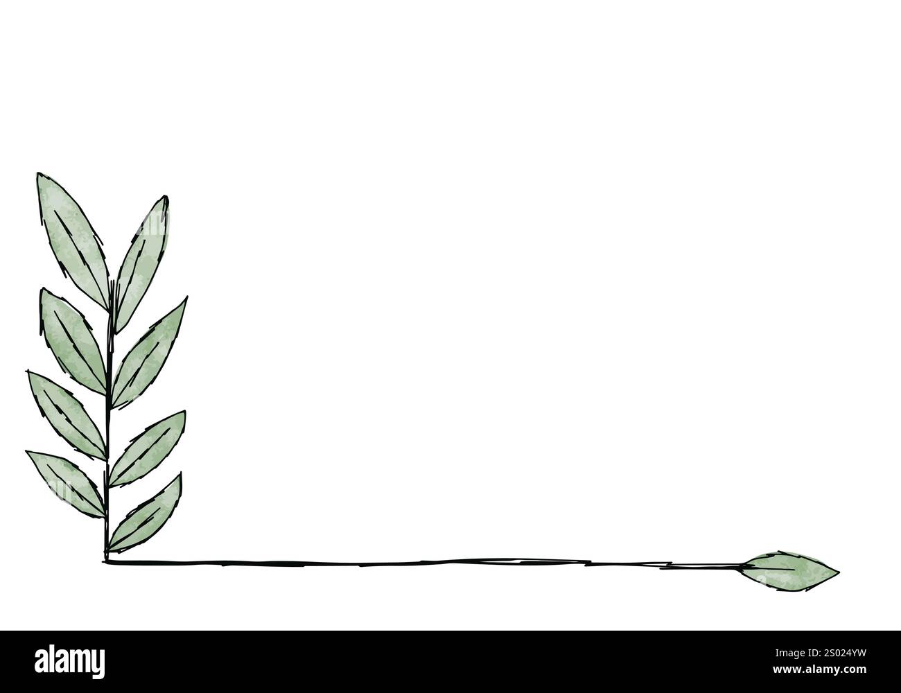 Hand drawn frame with doodle leaves, vector illustration Stock Vector ...