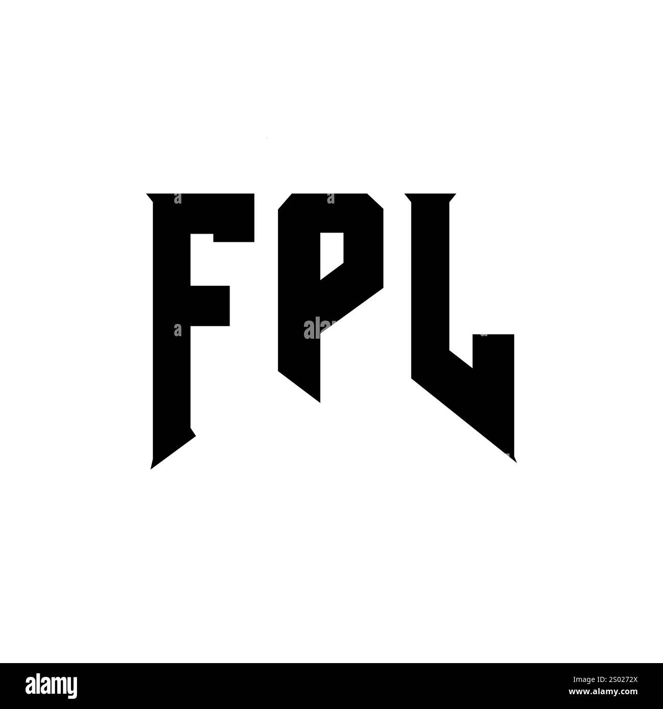 FPL letter logo design for technology company. FPL logo design black and white color combination. FPL logo, FPL vector, FPL design, FPL icon, FPL alph Stock Vector