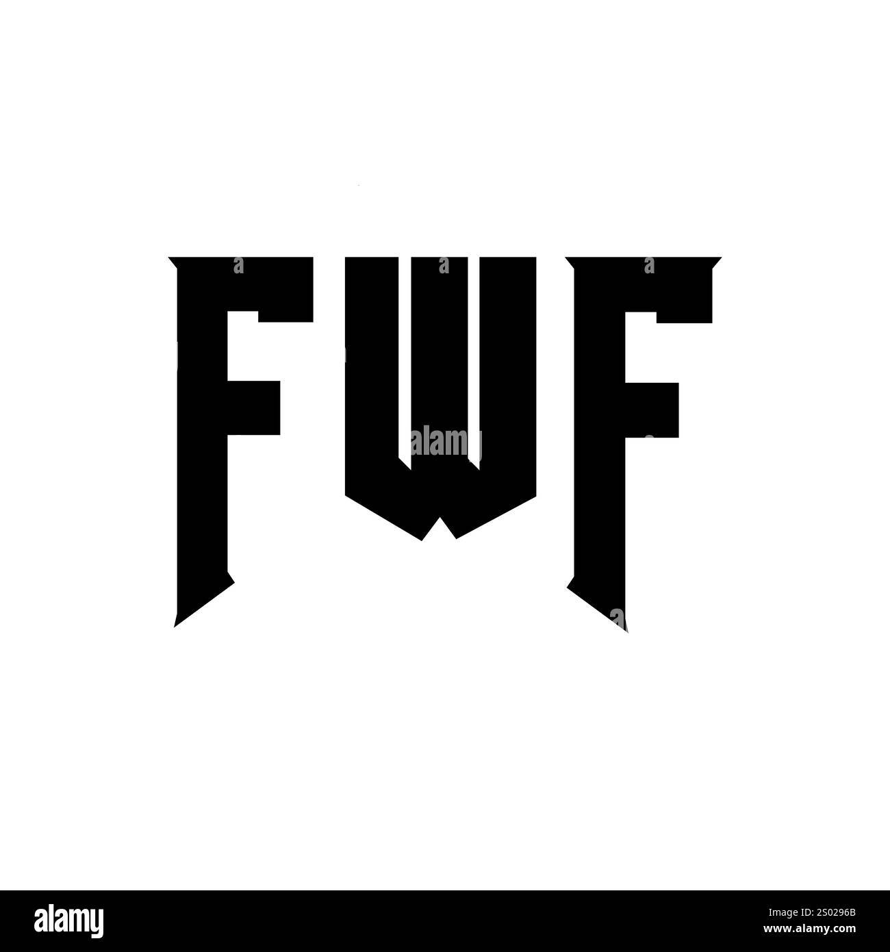 FWF letter logo design for technology company. FWF logo design black and white color combination. FWF logo, FWF vector, FWF design, FWF icon, FWF alph Stock Vector