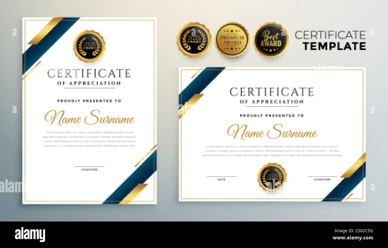 premium certificate template with golden geometric shapes Stock Vector ...