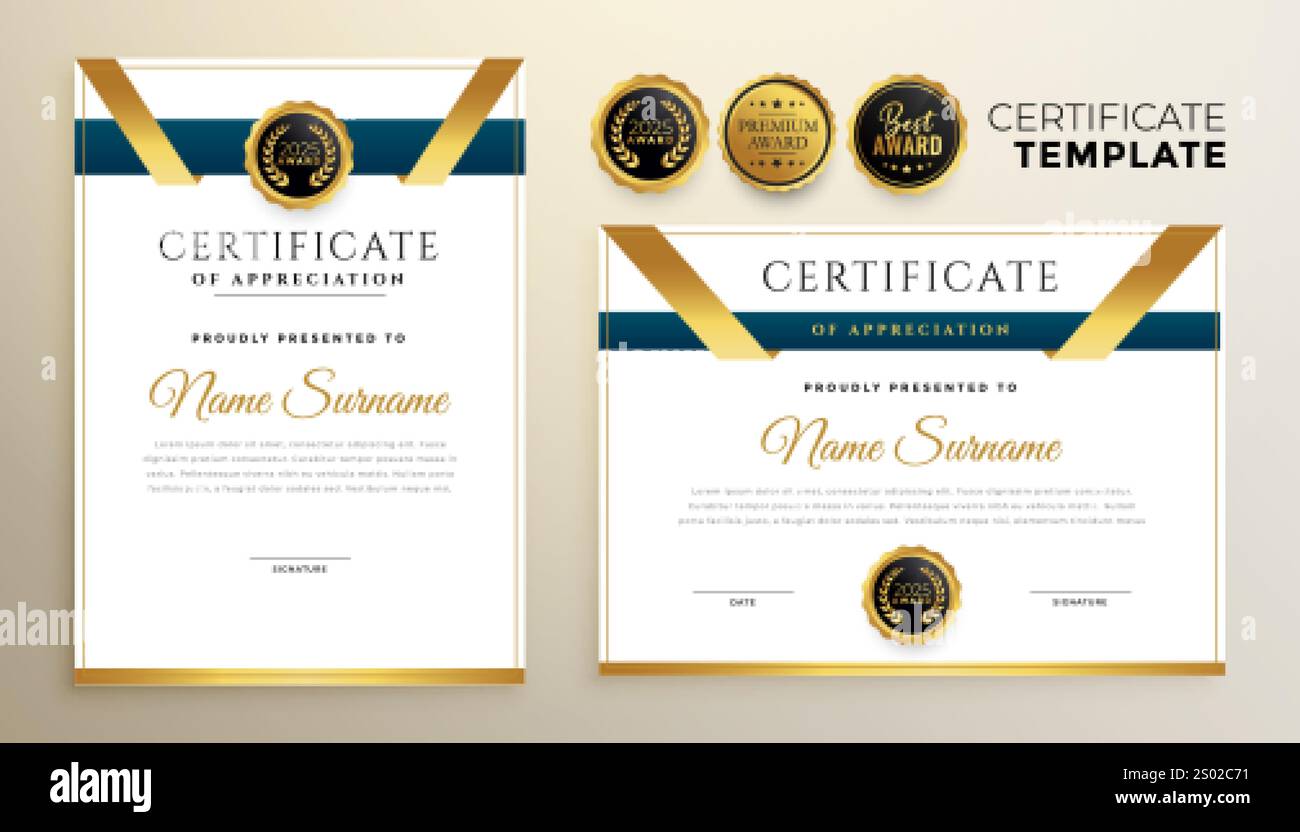 stylish certificate template for multipurpose use design Stock Vector ...