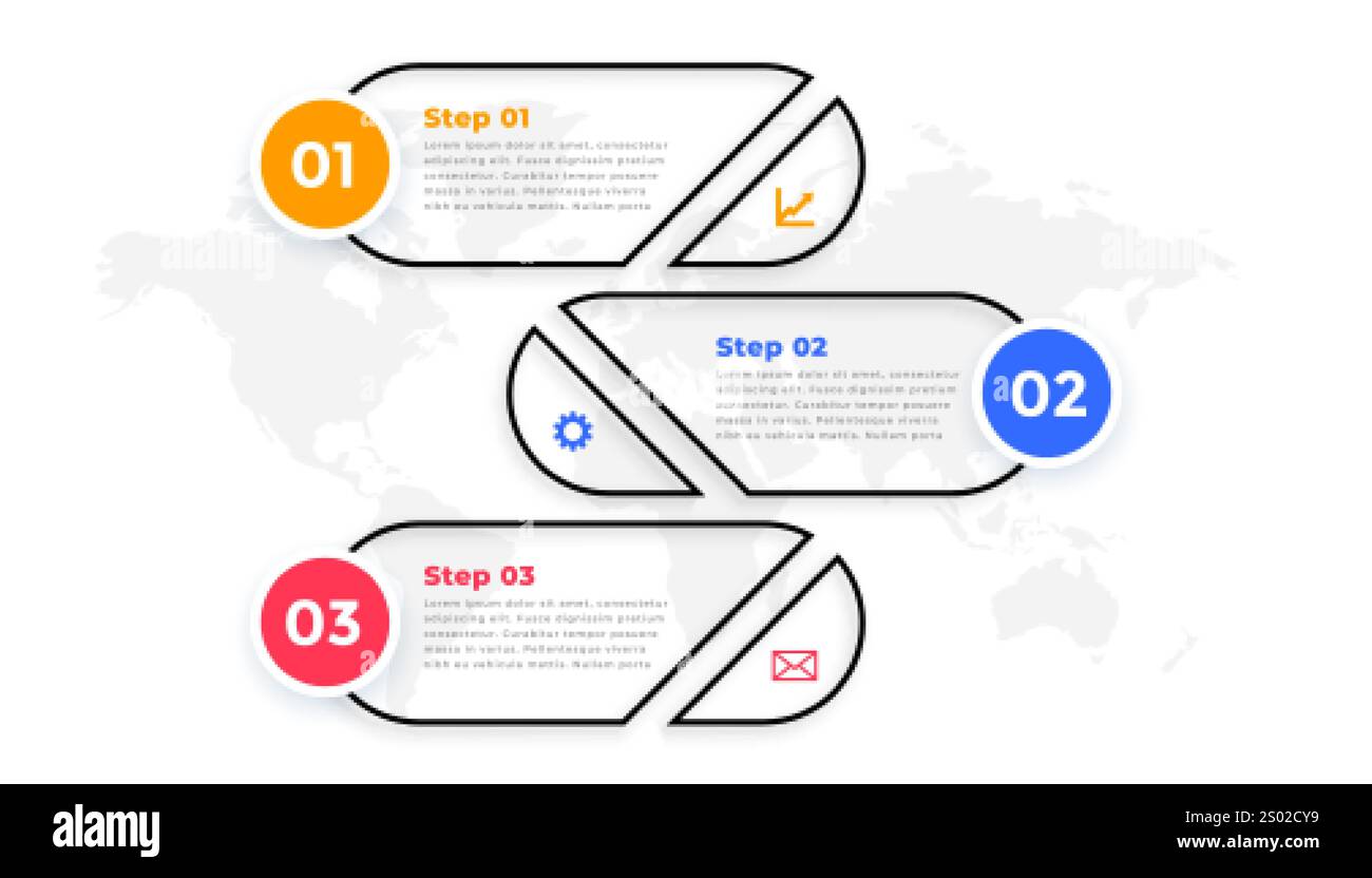 line style three steps modern infographic template Stock Vector Image ...