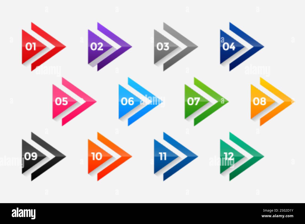 arrow directional bullet points numbers from one to twelve Stock Vector ...