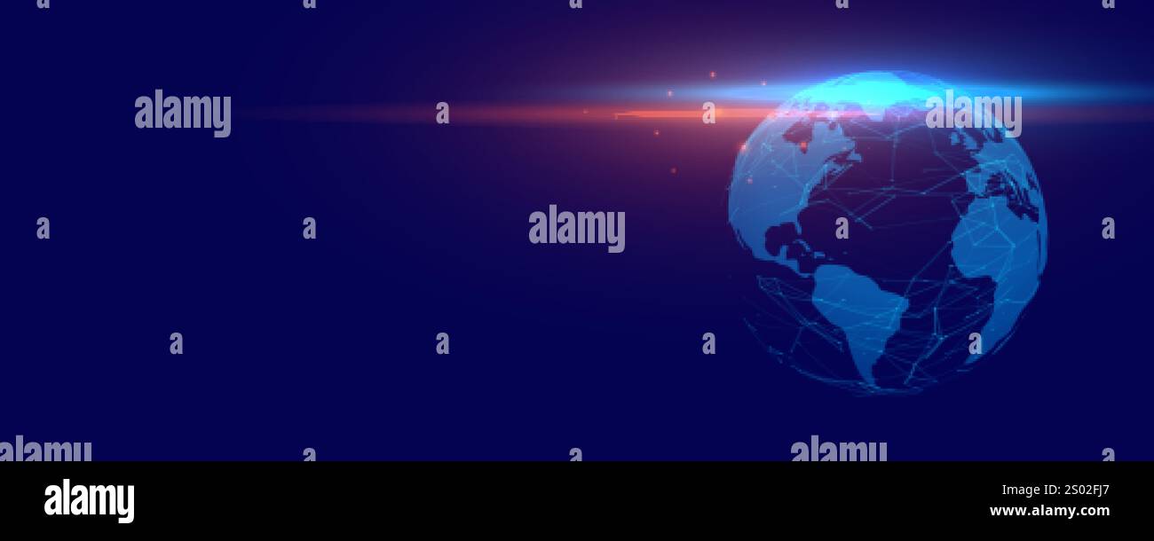 digital earth banner with glowing lights technology background Stock ...