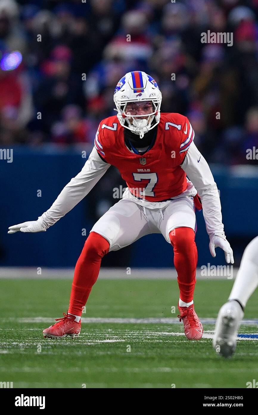 Buffalo Bills cornerback Taron Johnson (7) runs on the field during the ...
