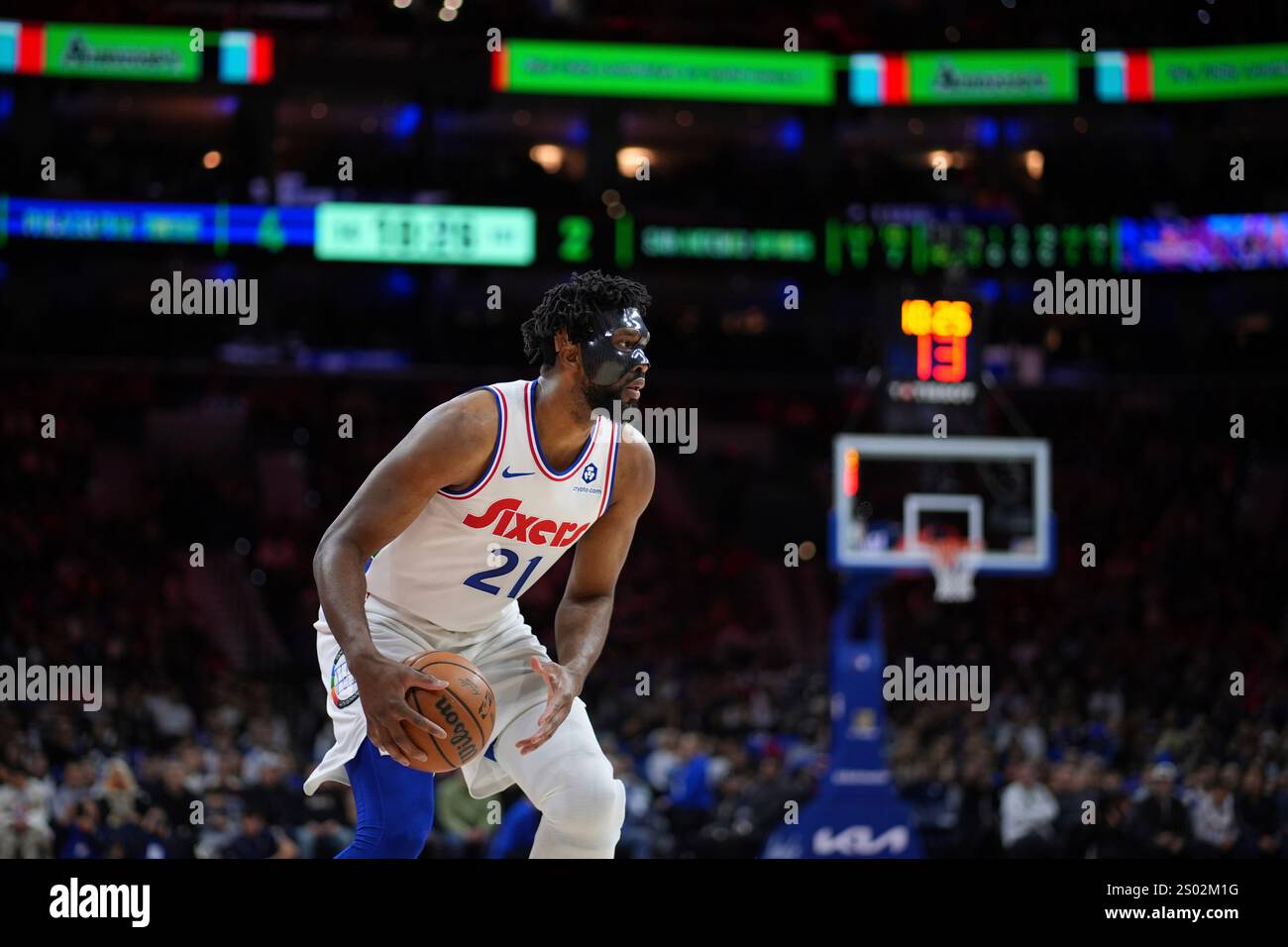 Philadelphia 76ers' Joel Embiid plays during an NBA basketball game
