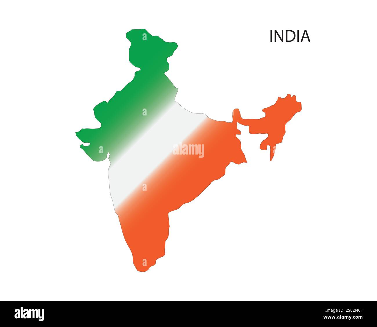 India map vector illustration, scribble sketch Republic India map, Indian map silhouette, Indian country, India national color, orange green and white Stock Vector