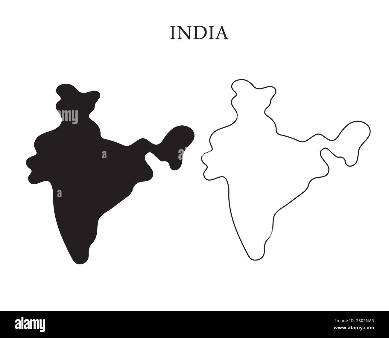 India map vector illustration, scribble sketch Republic India map, Indian map silhouette, Indian country Stock Vector
