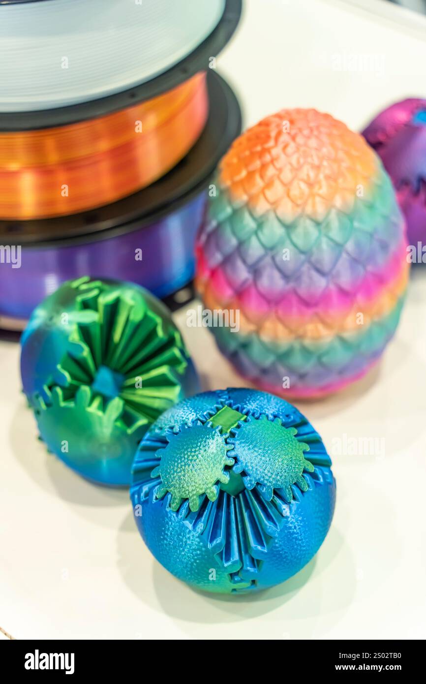 Printing 3D printer gear printed model plastic Stock Photo