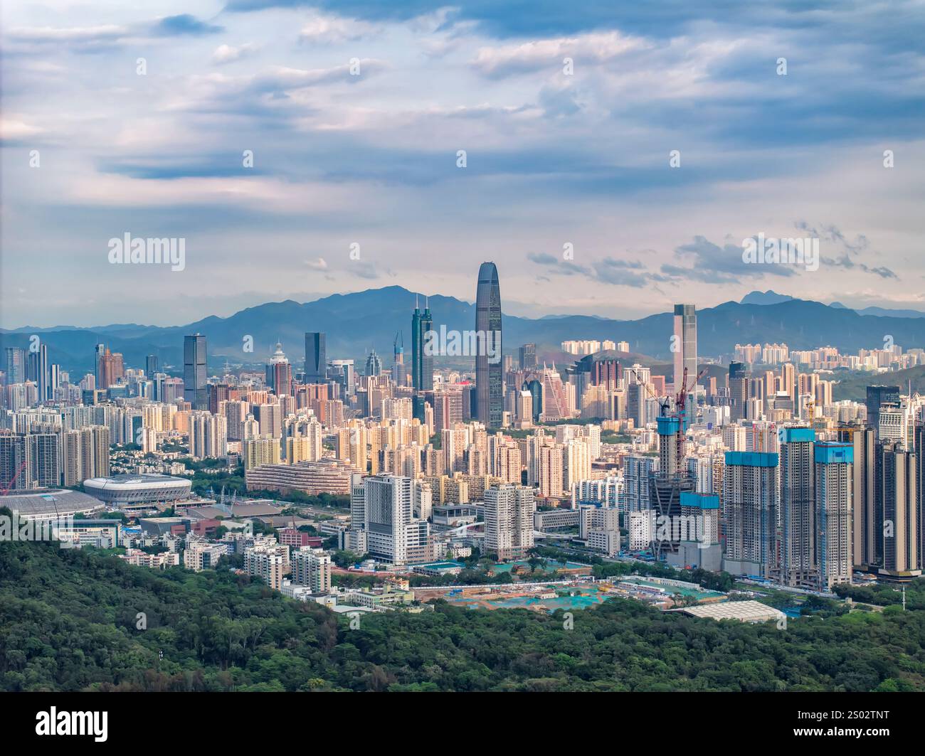 Aerial view of Skyline in Shenzhen city in China Stock Photo