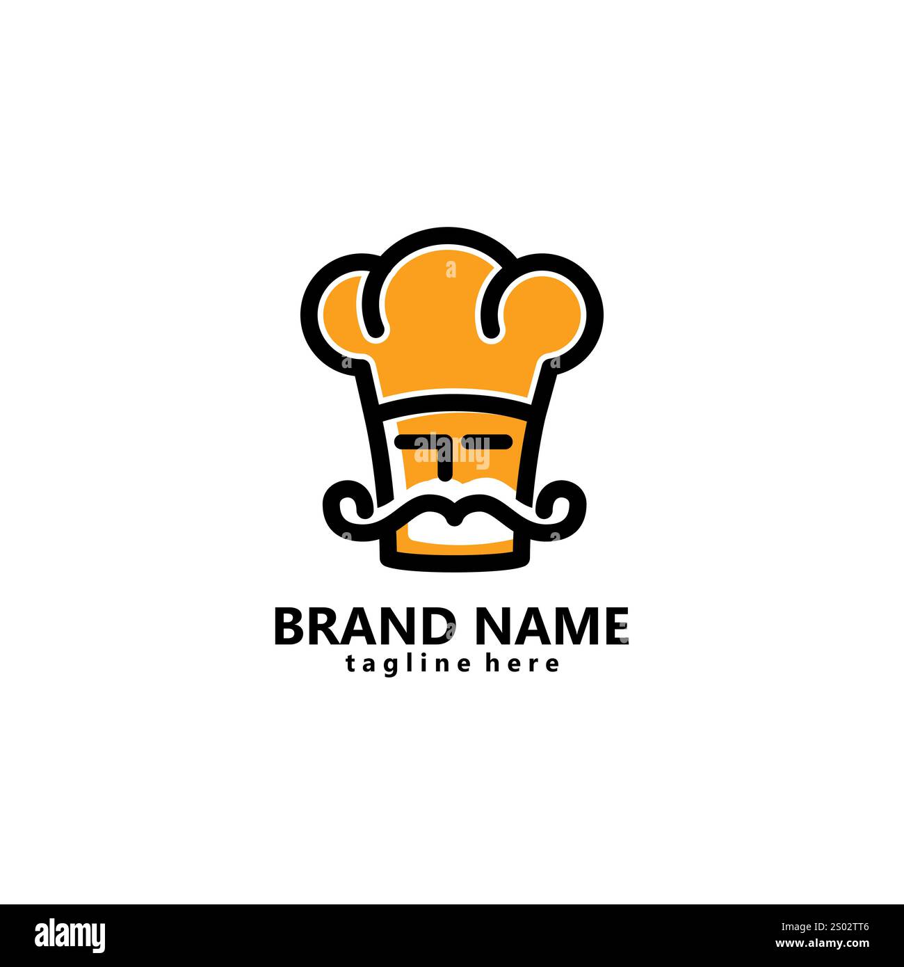 mustache chef logo design vector Stock Vector