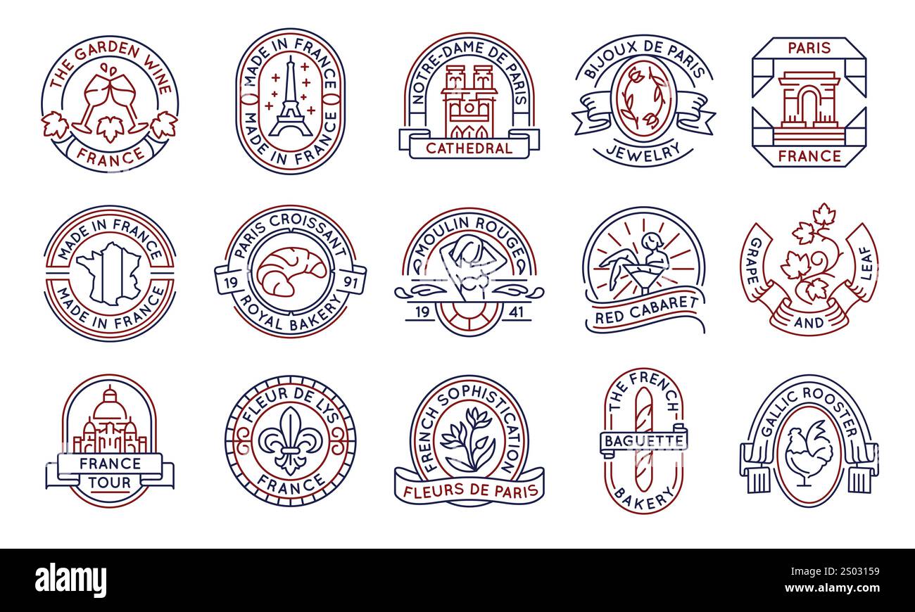 Set of 15 French Culture French Logo Icons Stock Vector Image & Art - Alamy