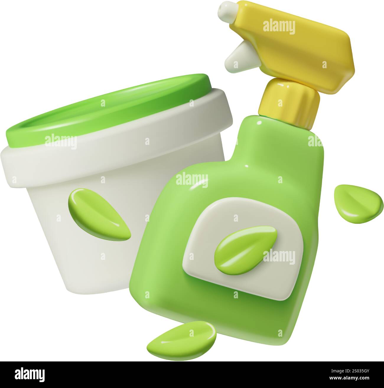 Eco friendly cleaning products 3d icon with natural organic detergents ...