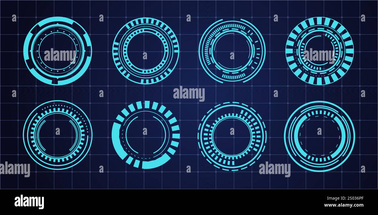 Hud aim pointer optical target, Futuristic focus range indicators ...