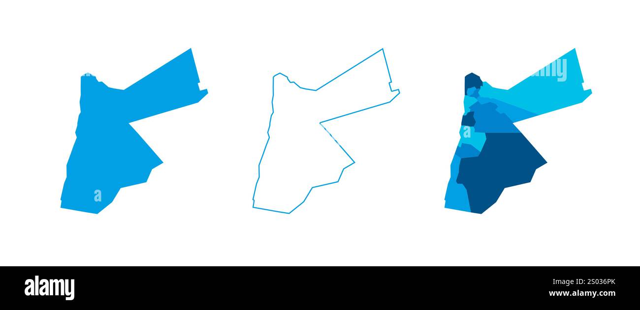 Jordan set of three maps - solid map, outline map and map highlighting ...