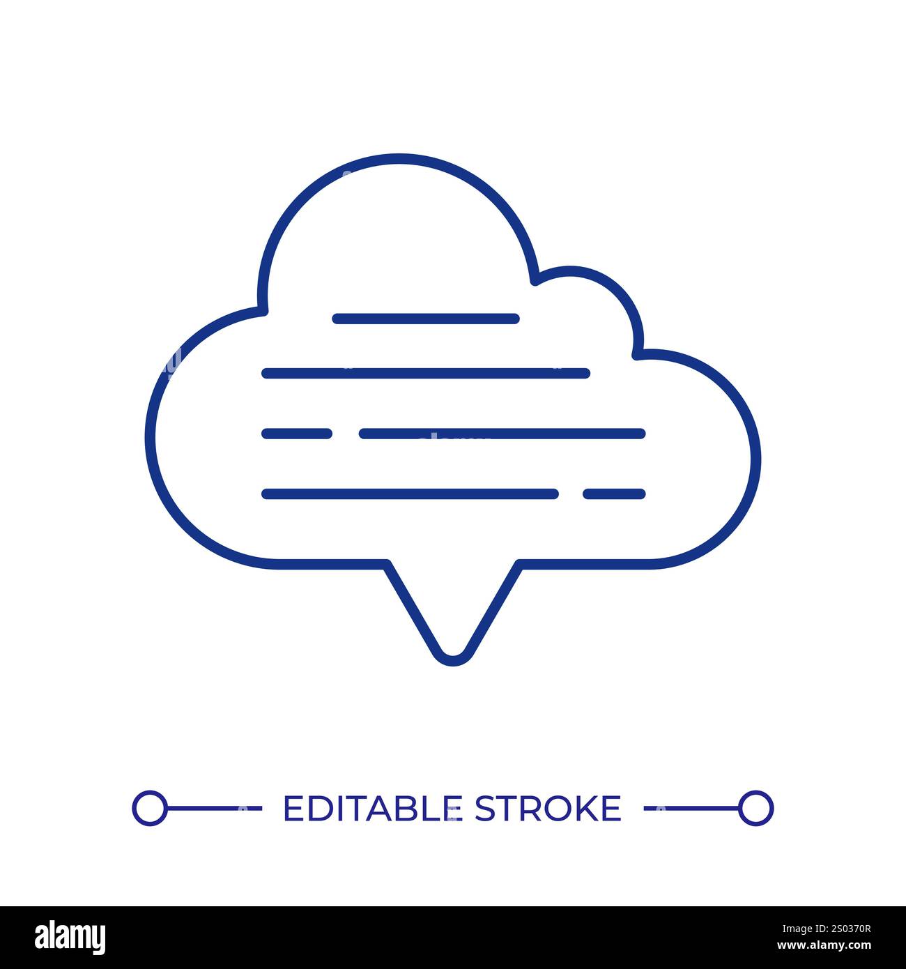 Data cloud with text strokes RGB color icon. Information share in virtual storage. Communication technology development. Isolated vector illustration. Stock Vector
