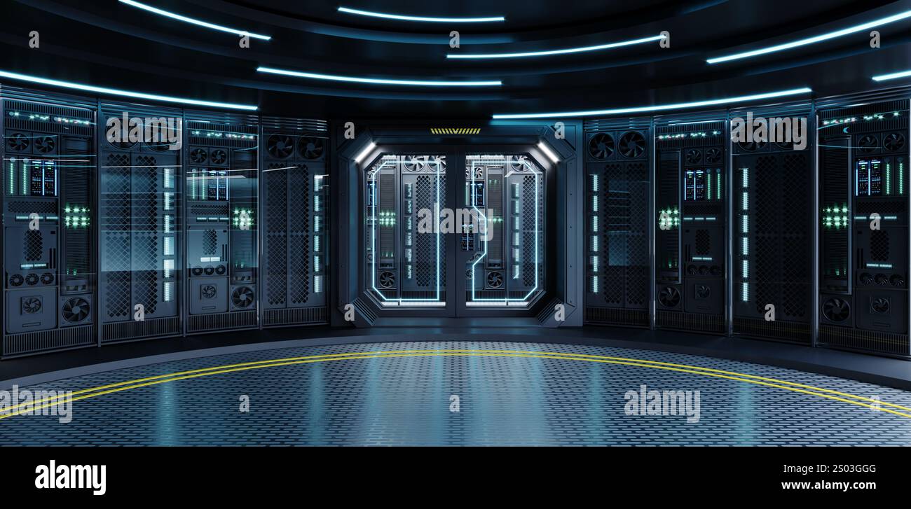 Supercomputer or quantum computer indoors Stock Photo