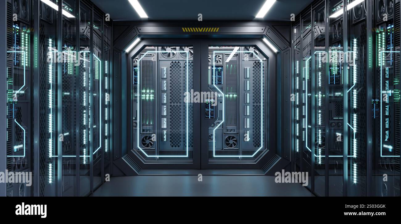 Supercomputer or quantum computer indoors Stock Photo