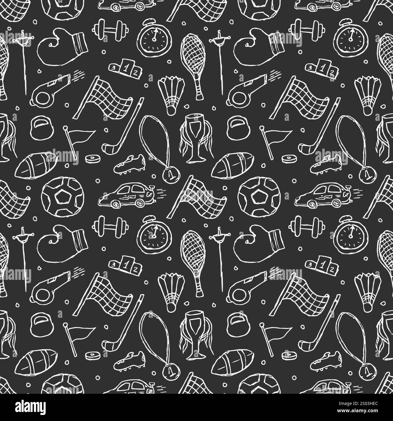 Seamless sport pattern. Doodle illustration with sport icons ...