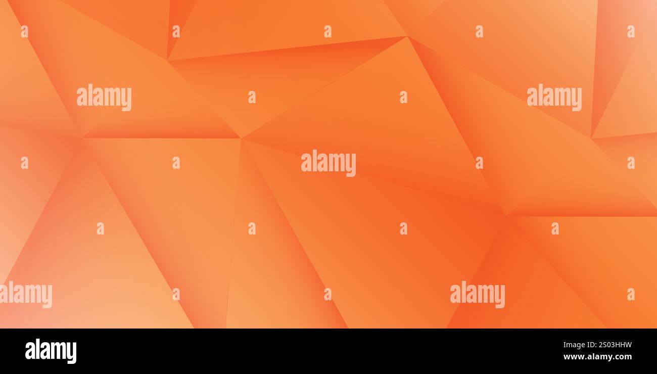 Orange 3D Glowing Triangles, Lit Geometric Shapes Pattern, Abstract Futuristic Vector Background, Texture Design, Template Stock Vector